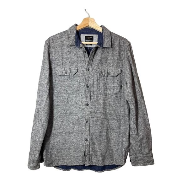 Quiksilver Mens Gray Knit Button Front Shirt Gray Small Slim Fit Double Jungle - Picture 1 of 5
